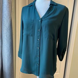 Dark Green Button Up Blouse